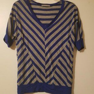 Blue/Grey Chevron Striped Top XS Petite